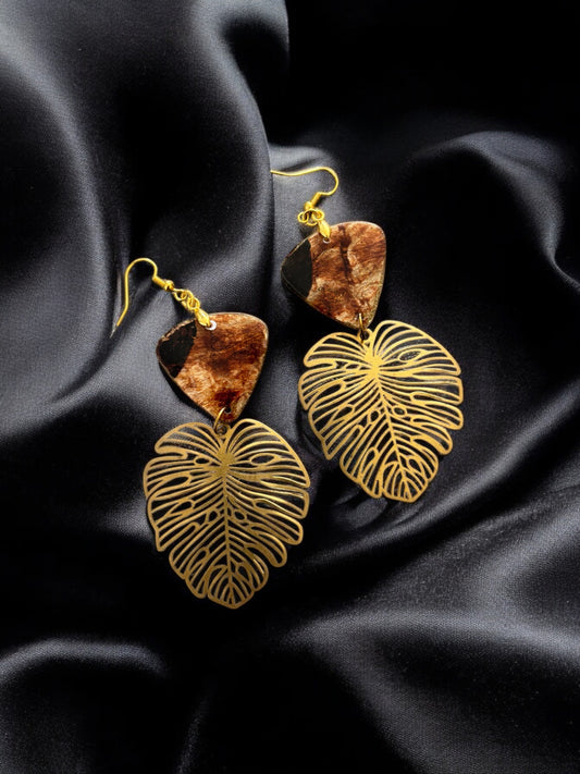 Ngatu Monstera Earrings